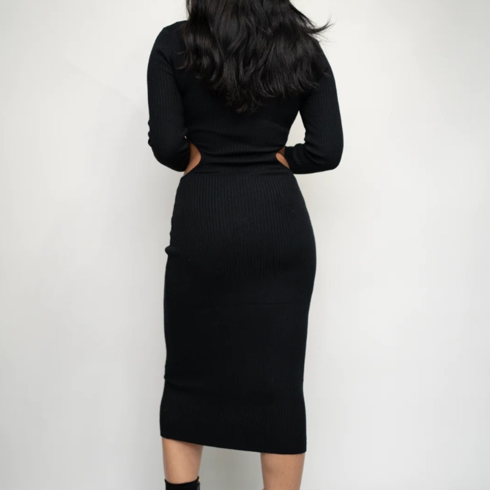 Cut Out Ribbed Sweater Dress - Picture 3 of 3